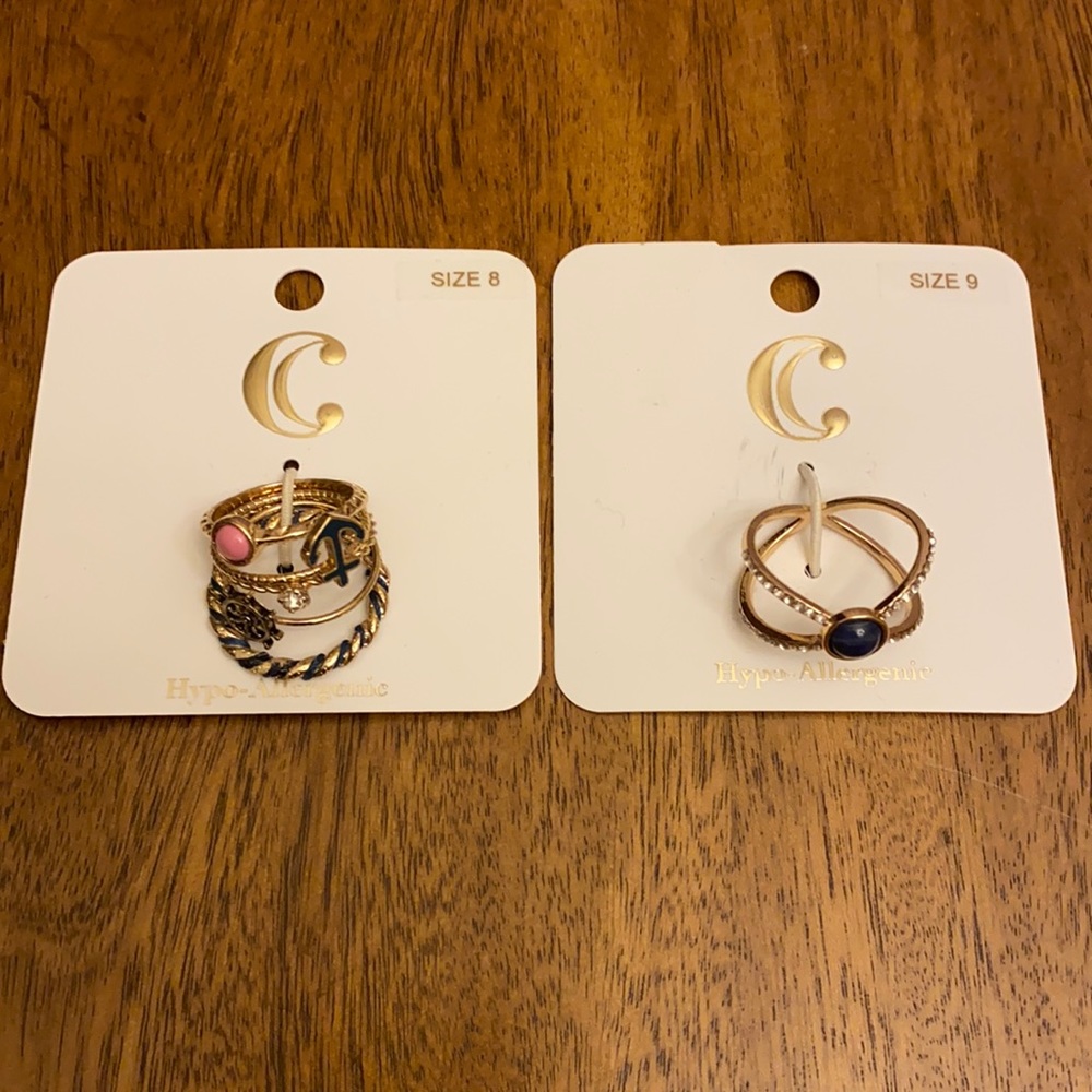 NWT Charming Charlie Gold Rings Size 8 & 9